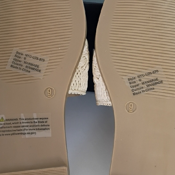 New York & Company Women's 9  Tan Slide Sandals Single Band Stich Flat Sandal - Picture 5 of 8